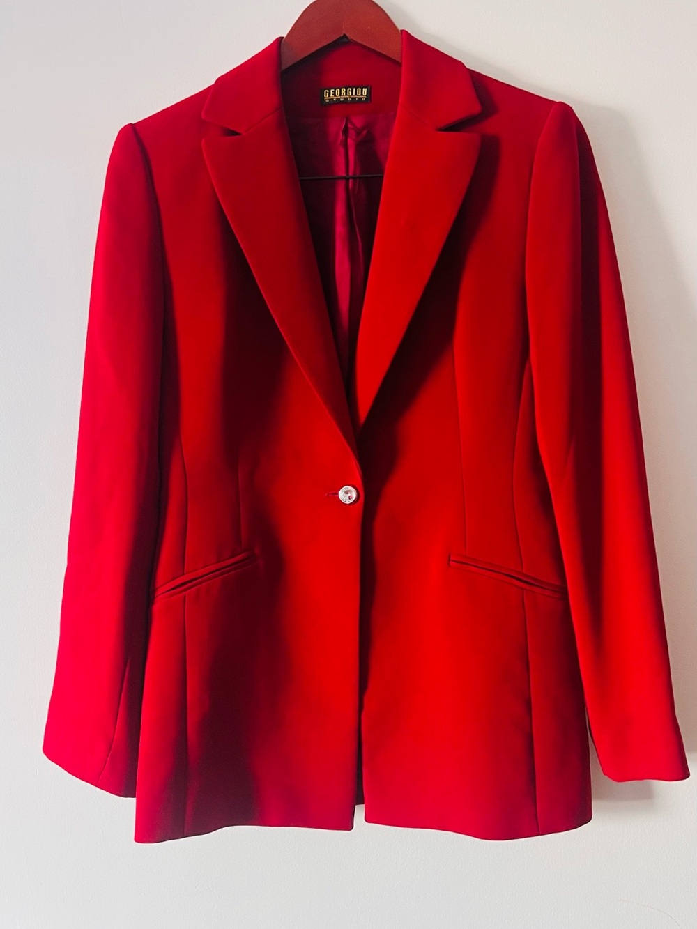 Luxurious Red Women's Single-Button Tailored Blazer/ Jacket- by Georgio-  Sz 6